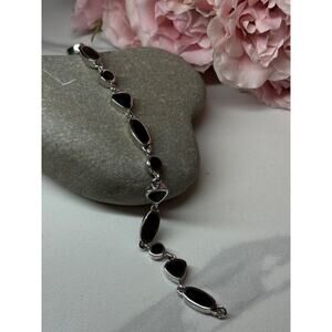 925 STERLING SILVER BLACK ENAMEL BRACELET LENGTH 7.5 in